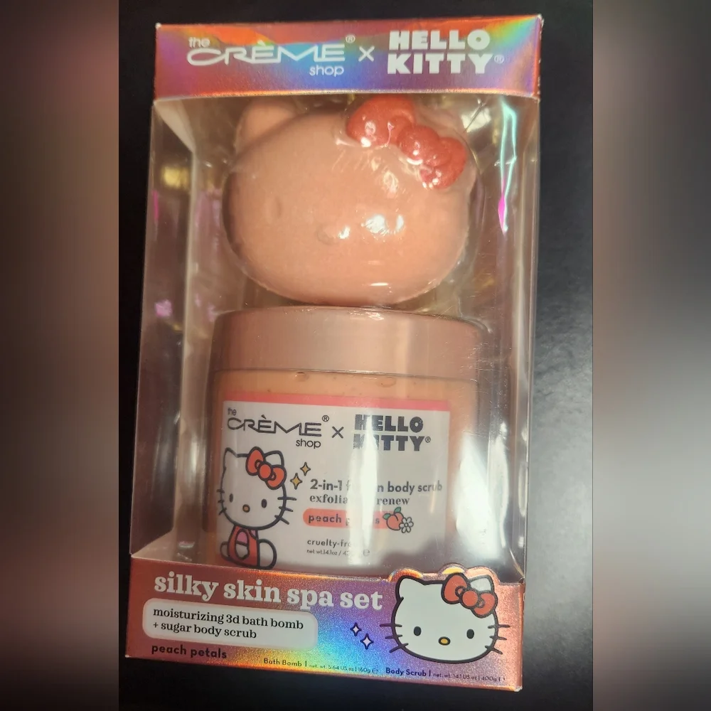 The Crème Shop x Hello Kitty Silky Skin Spa Set Peach Petals Limited Edition